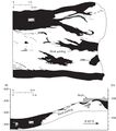 <b>Figure 26</b>  Drawings from Meier and Harper (1981)'"`UNIQ--ref-00000001-QINU`"' illustrating a major disruption of the Springfield Coal in AMAX Coal’s Wabash Mine in Wabash County, Illinois.