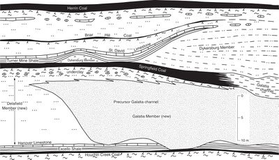 Figure 4 Diagram showing units between the Houchin Creek and Herrin Coals, including members newly named in this report.