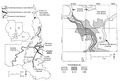'''Figure 34'''  Maps of the Leslie Cemetery channel. From Eggert (1984). (a) Regional map showing the relationship to other channels. (b) Map of the northern part of the Leslie Cemetery channel, with the thickness of the Folsomville Member.